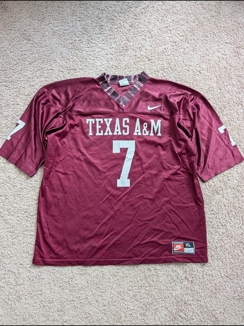 Nike Texas A&M Aggies Mens Maroon White Vintage #7 Football Jersey Size XL